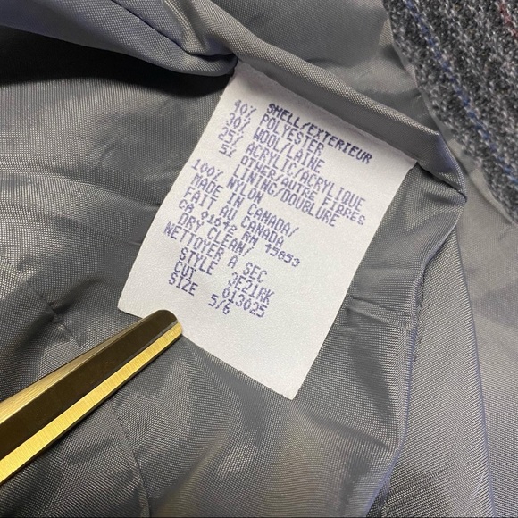 Vintage Nanci Jennifer wool blend blazer one button closure strip striped - Picture 7 of 7